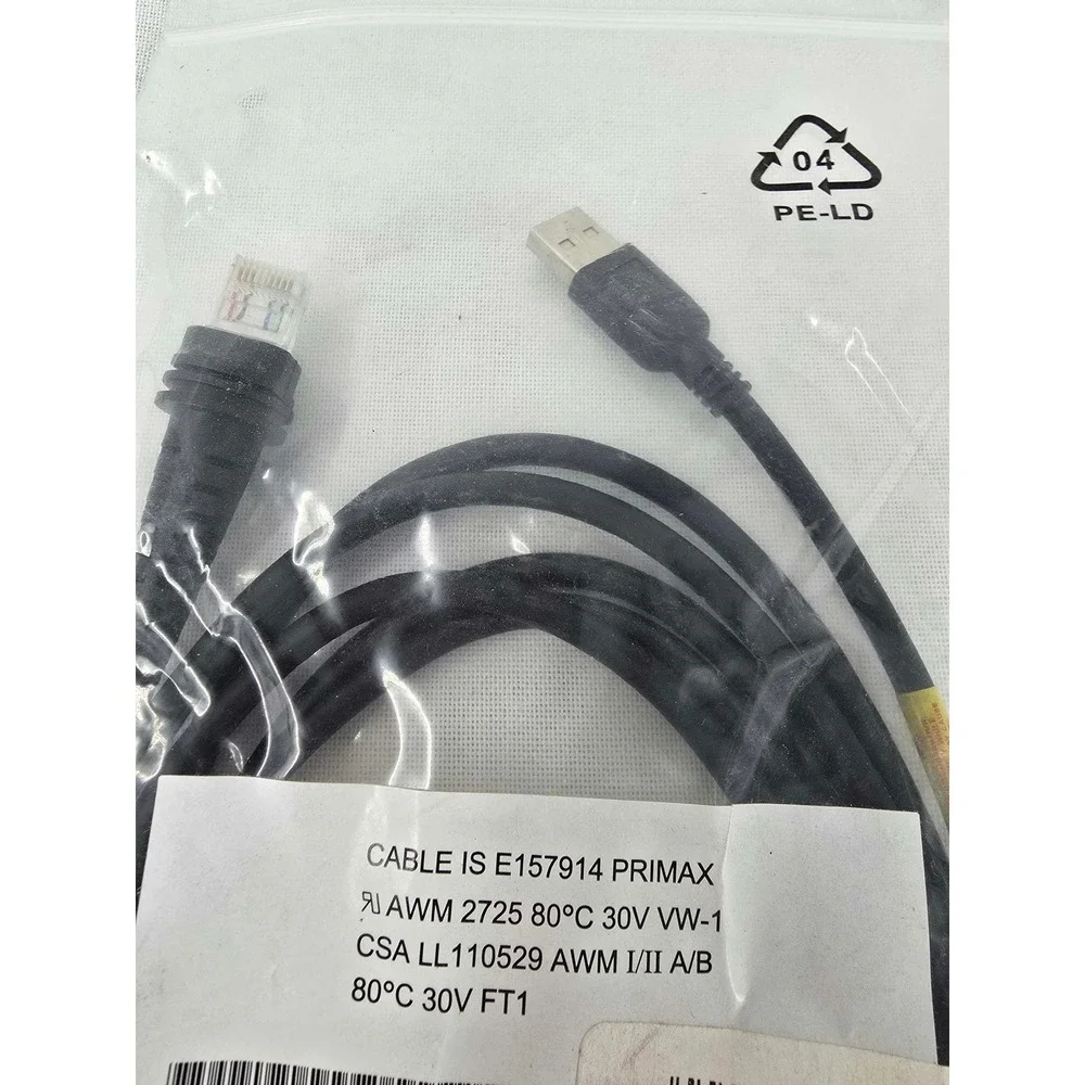 Honeywell Primax CBL-500-300-S00 5V USB Type A to RJ45 Scanner Cable Black NEW